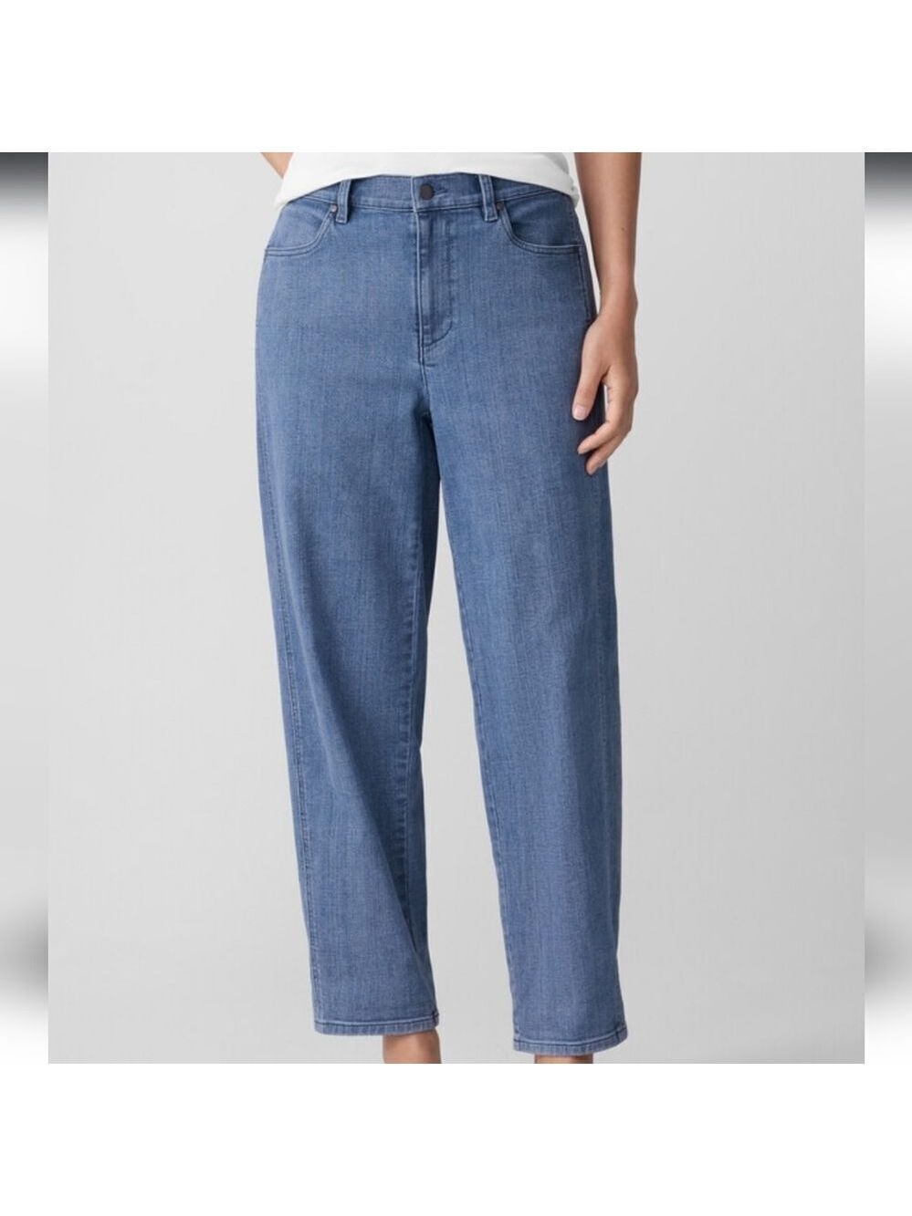 3195 NWT Elleen Fisher Cotton Stretch Denim Lantern Jean Sz Large